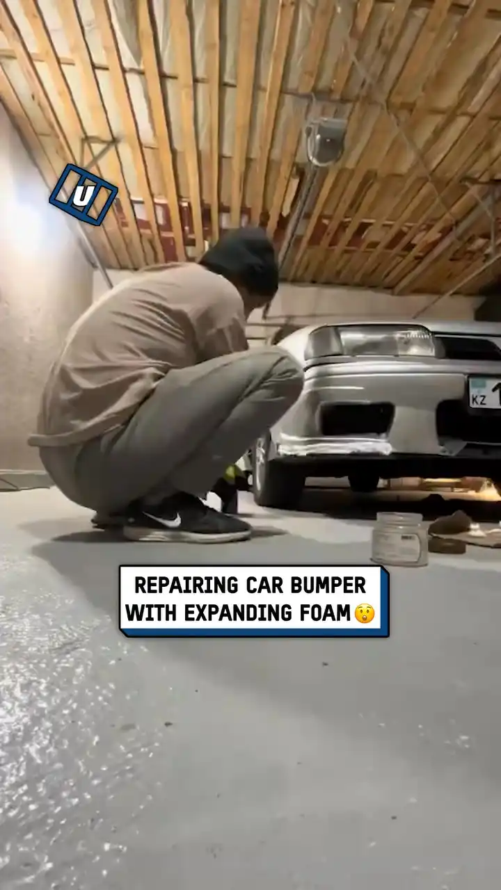 Repairing car bumper with expanding foam 🚙🤯