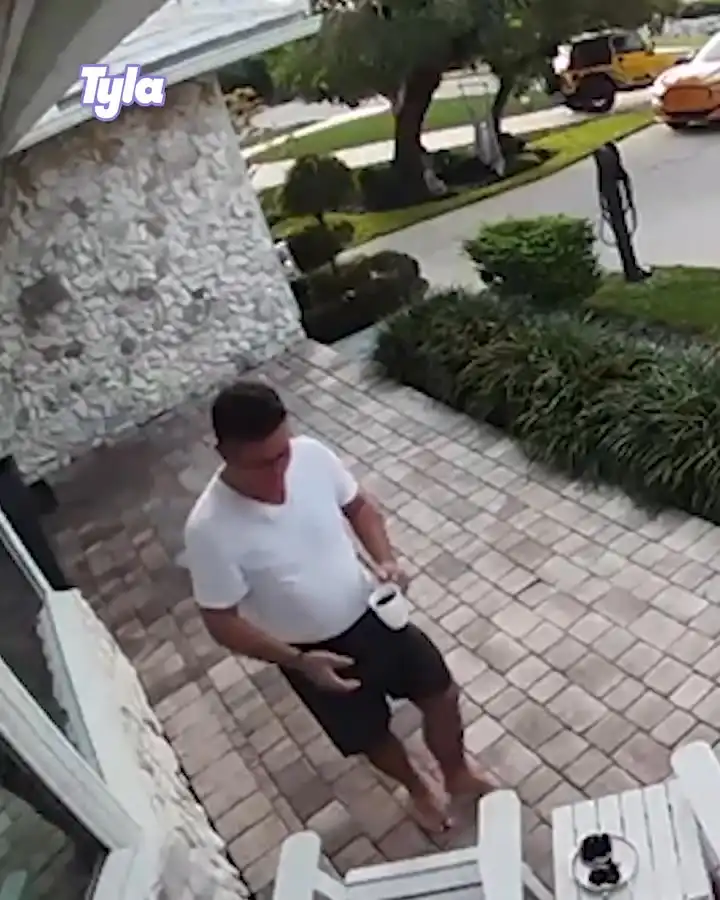 Dad spills hot coffee on himself  ☕️😳