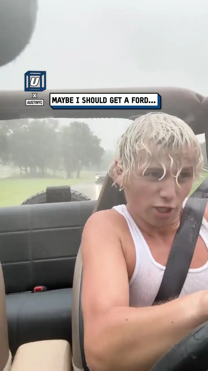 If you buy a convertible car you might as well use it 🤣🌧️