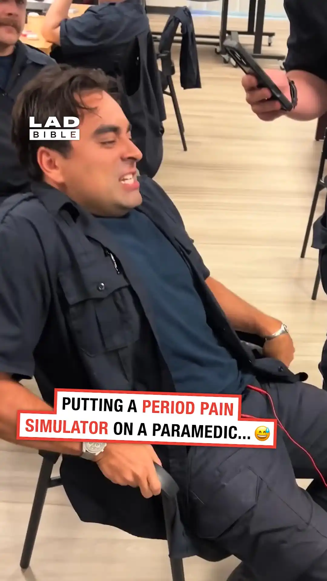 Trainee paramedic endures the period pain simulator 😂