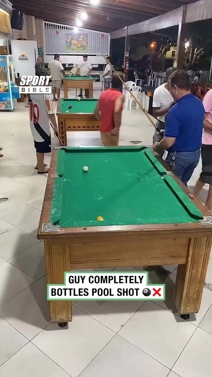 Guy Completely Bottles Easy Pool Shot