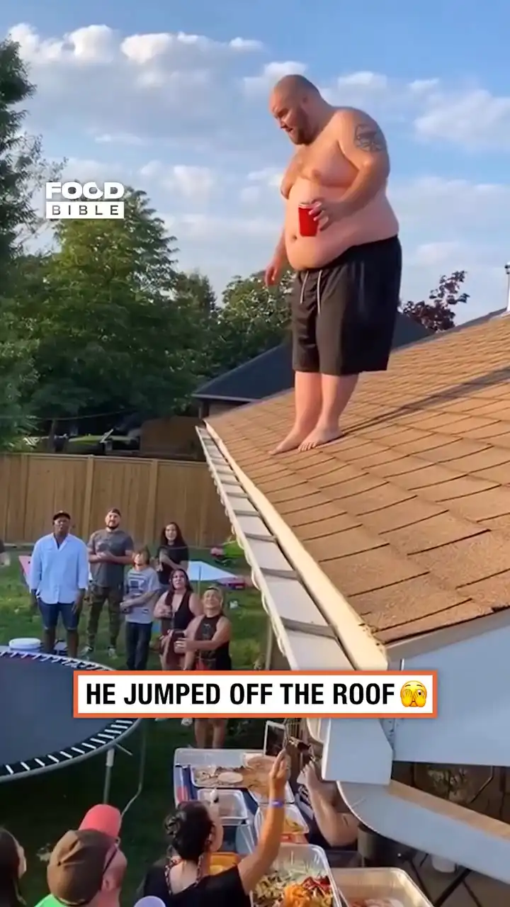 Guy jumps off roof 😳