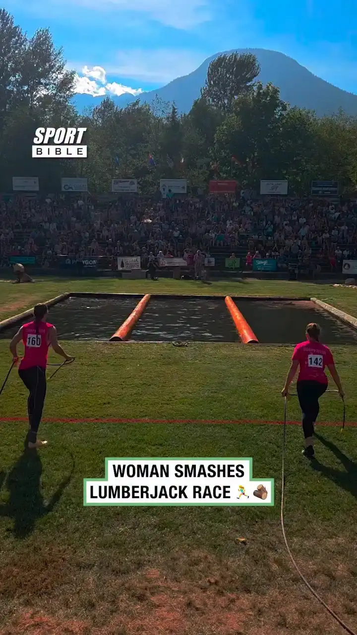 Woman Smashes Lumberjack Race