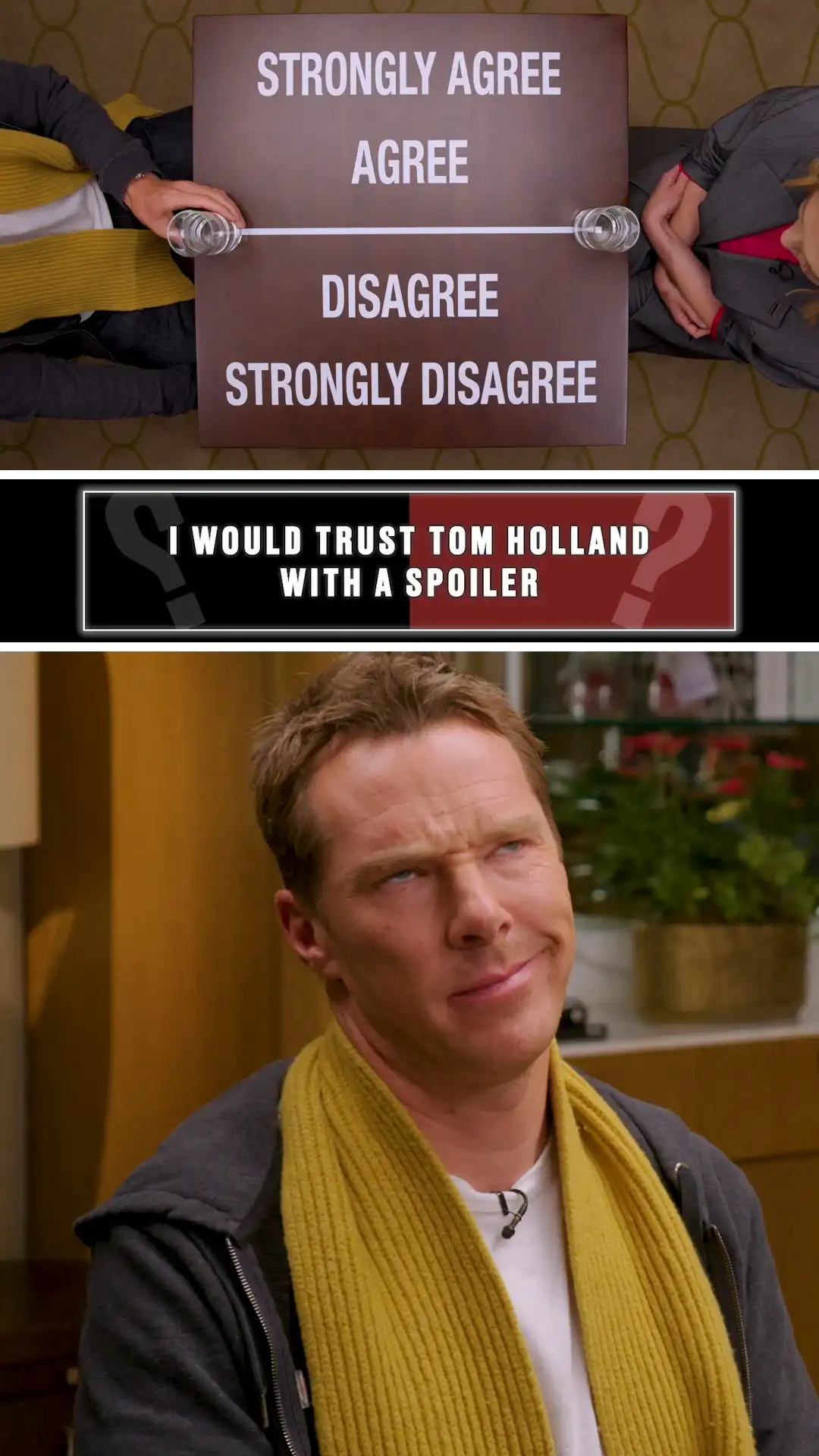 Benedict Cumberbatch & Elizabeth Olsen on Tom Holland's spoilers