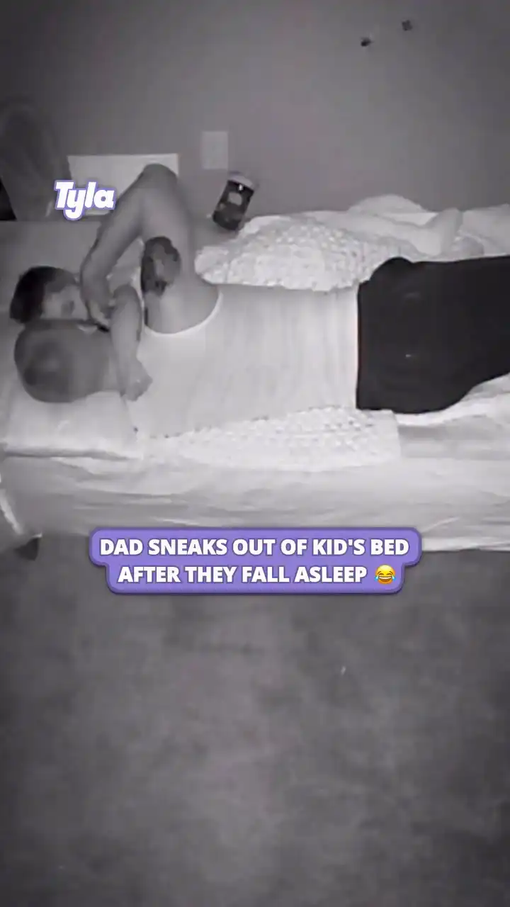 Dad sneaks mission impossible style out of son's bed 👀😴