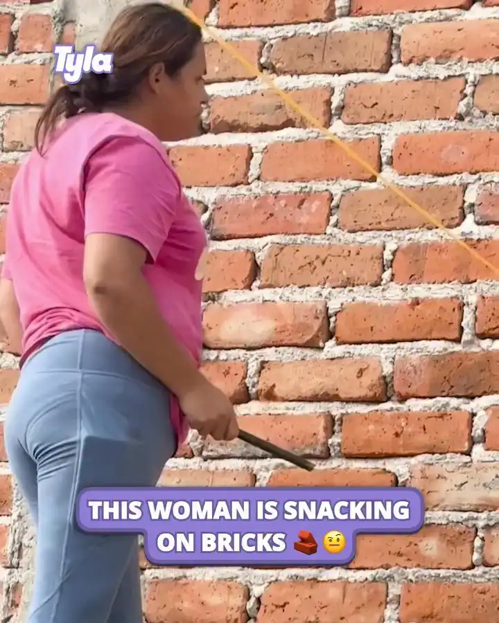Woman eats brick chips ๐ฌ