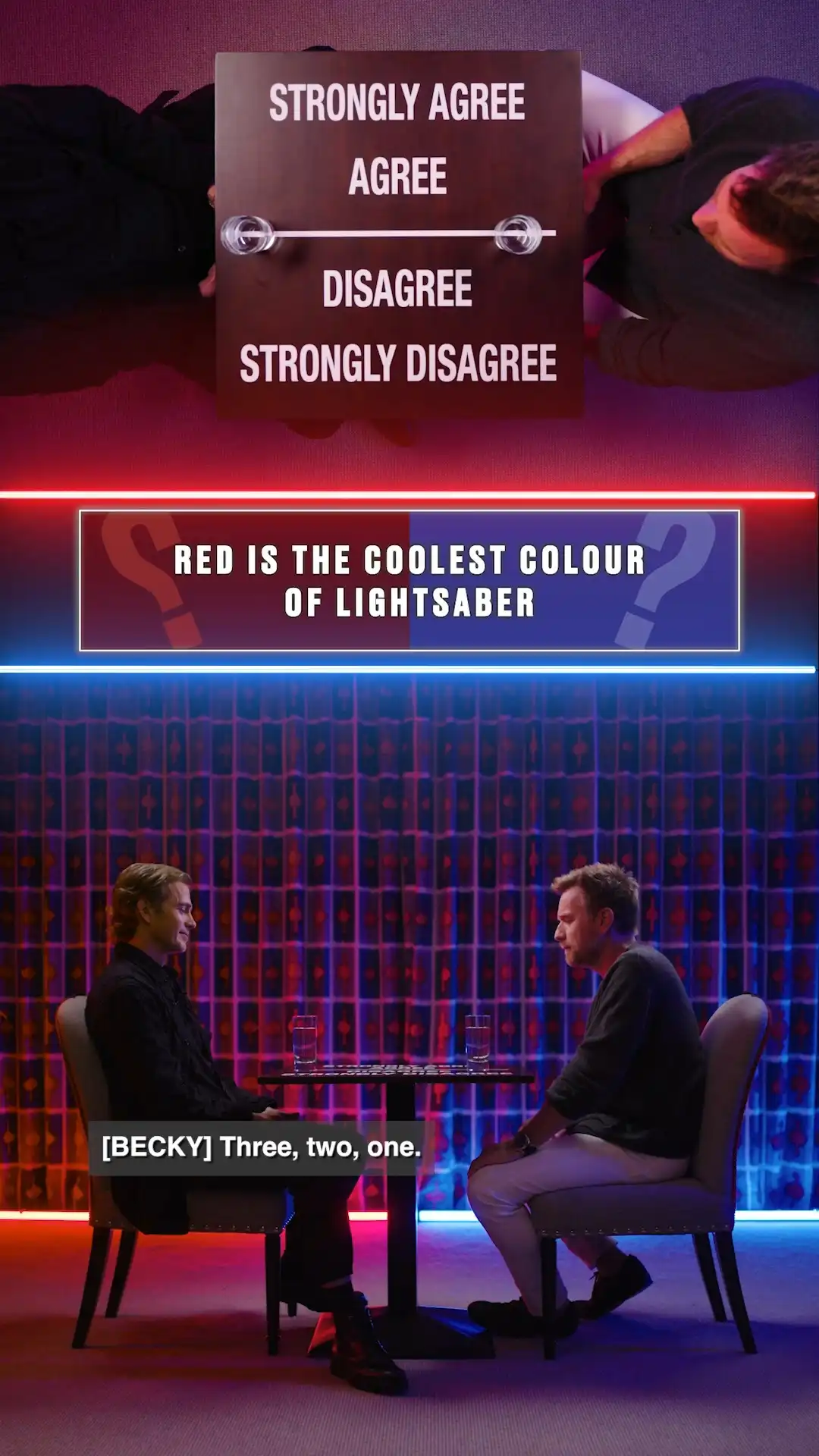 Ewan McGregor & Hayden Christensen on the coolest lightsaber colour