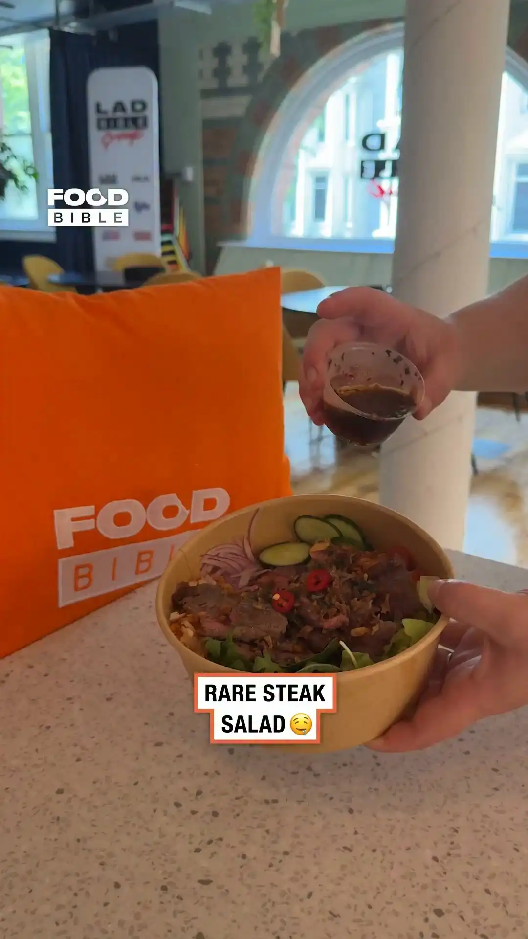 Incredible rare steak salad