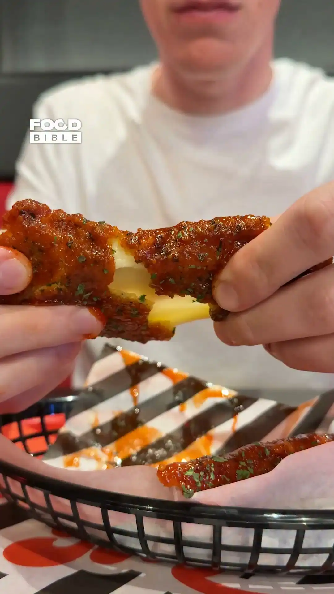 Gooey cheese pull