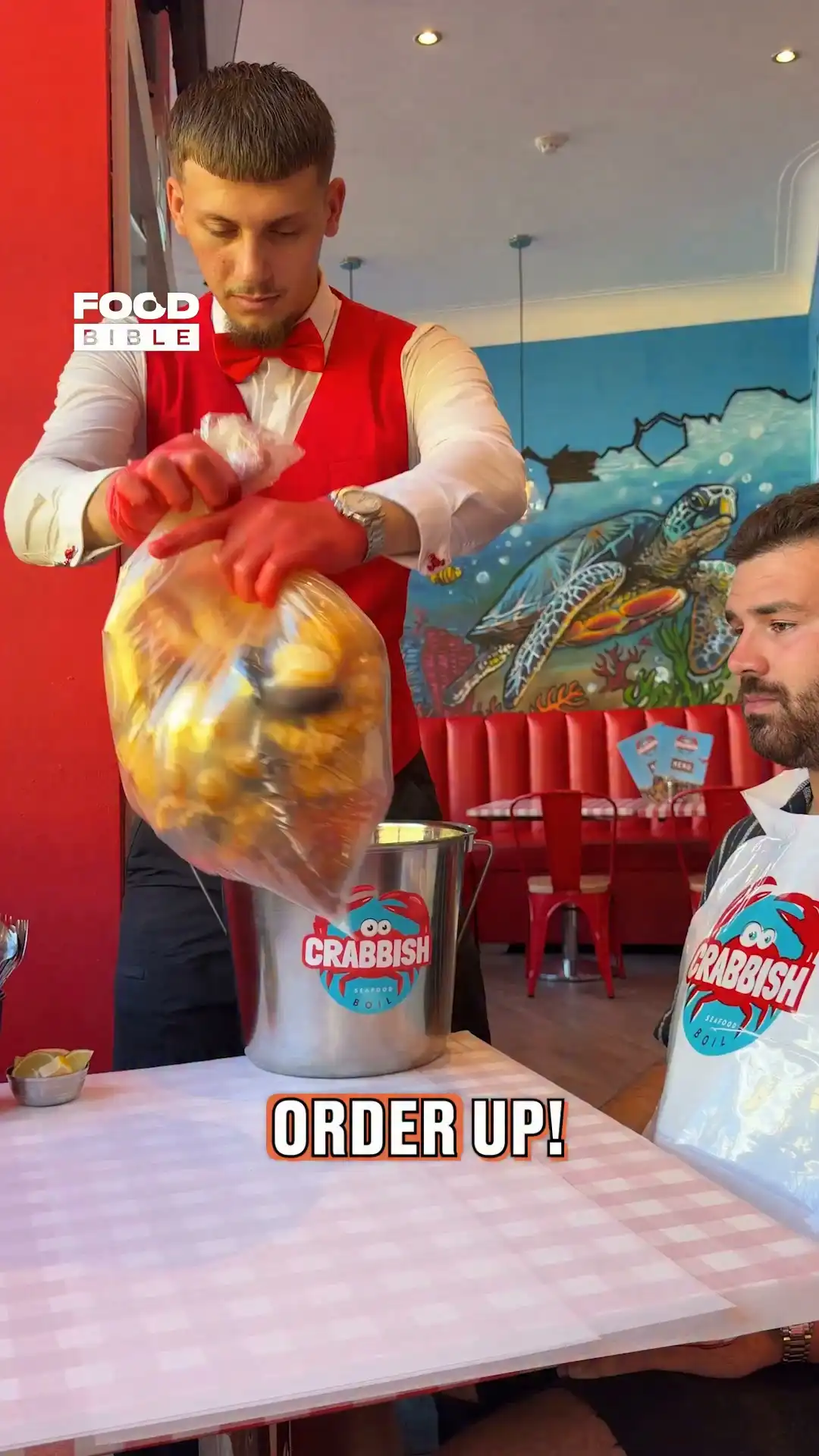 He dumped our seafood boil onto the table π²