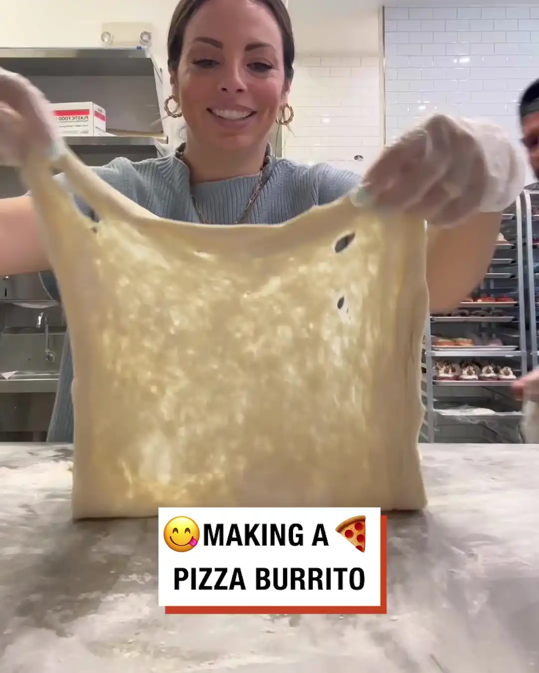 Making a pizza burrito