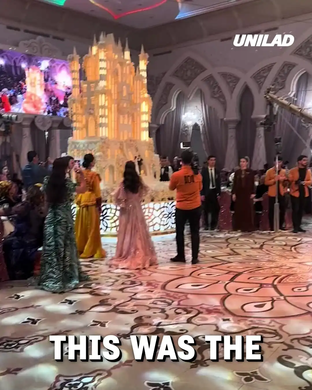 Couple Have GIGANTIC Castle themed cake at wedding