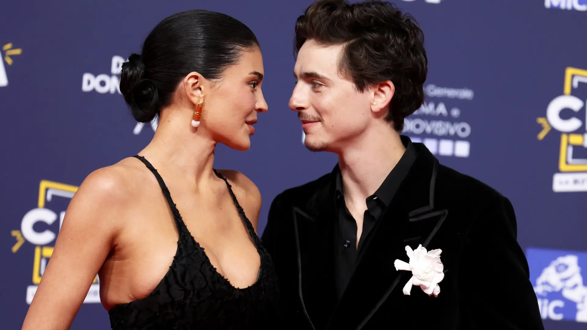 ROME, ITALY - MAY 07: Timothée Chalamet and Kylie Jenner attend the photocall during the 70th David Di Donatello at Cinecittà Studios on May 07, 2025 in Rome, Italy. (Photo by Elisabetta A. Villa/Getty Images)