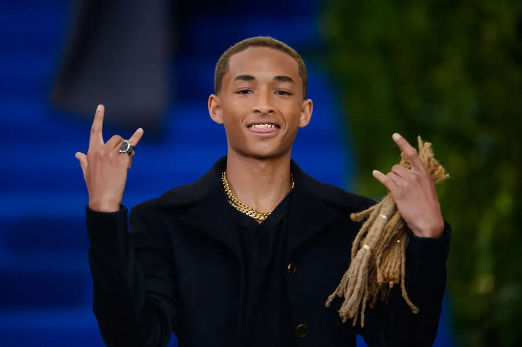 Jaden Smith holds hair at the Met Gala