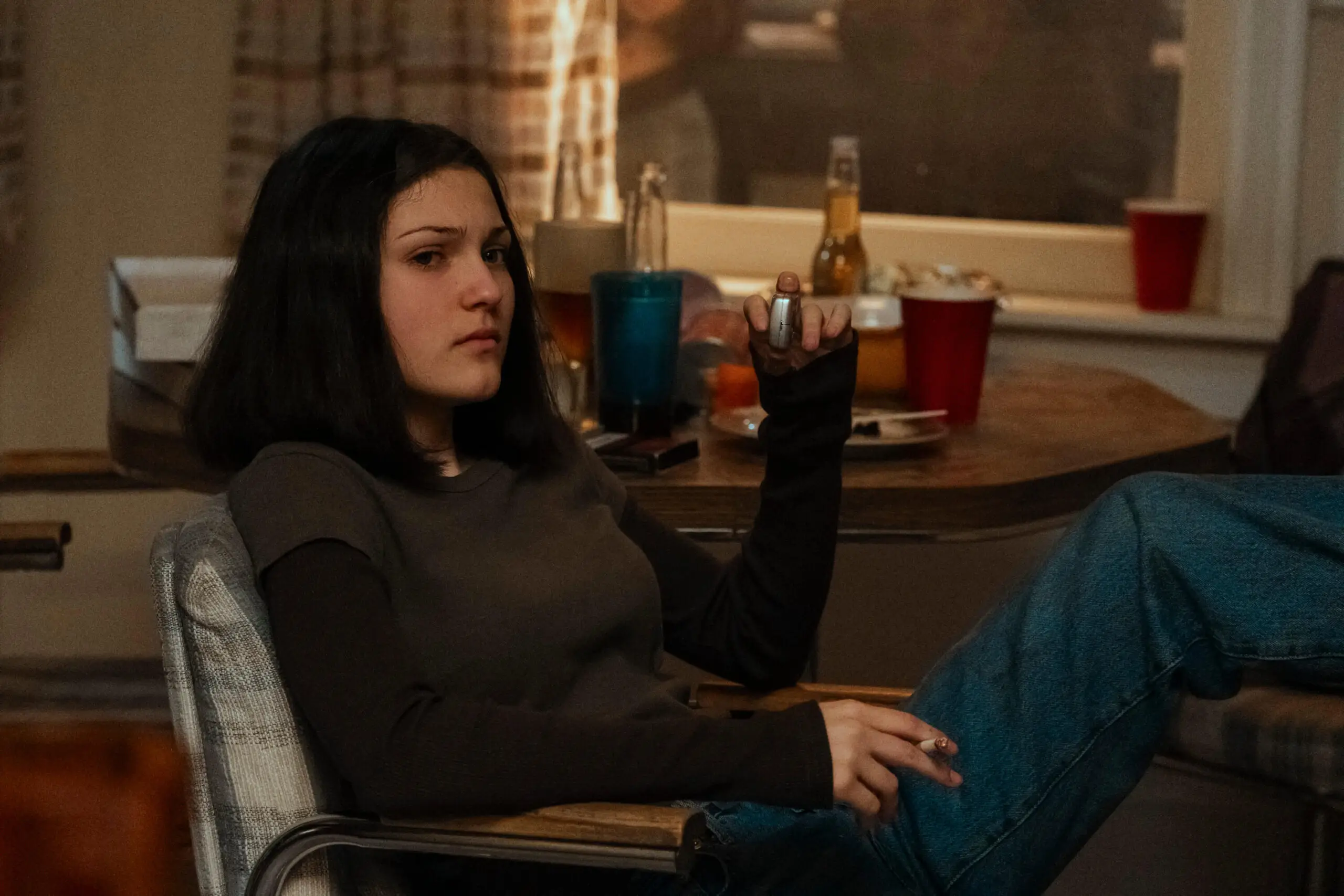 Under The Bridge -- “The John Gotti of Seven Oaks” - Episode 102 -- Cam is thrown by a shocking discovery, and the police rush to unravel what really happened under the bridge. Josephine makes a deal with Rebecca, while a look into the past reveals Reena’s first rebellion. Kelly (Izzy G.), shown. (Photo by: Jeff Weddell/Hulu)