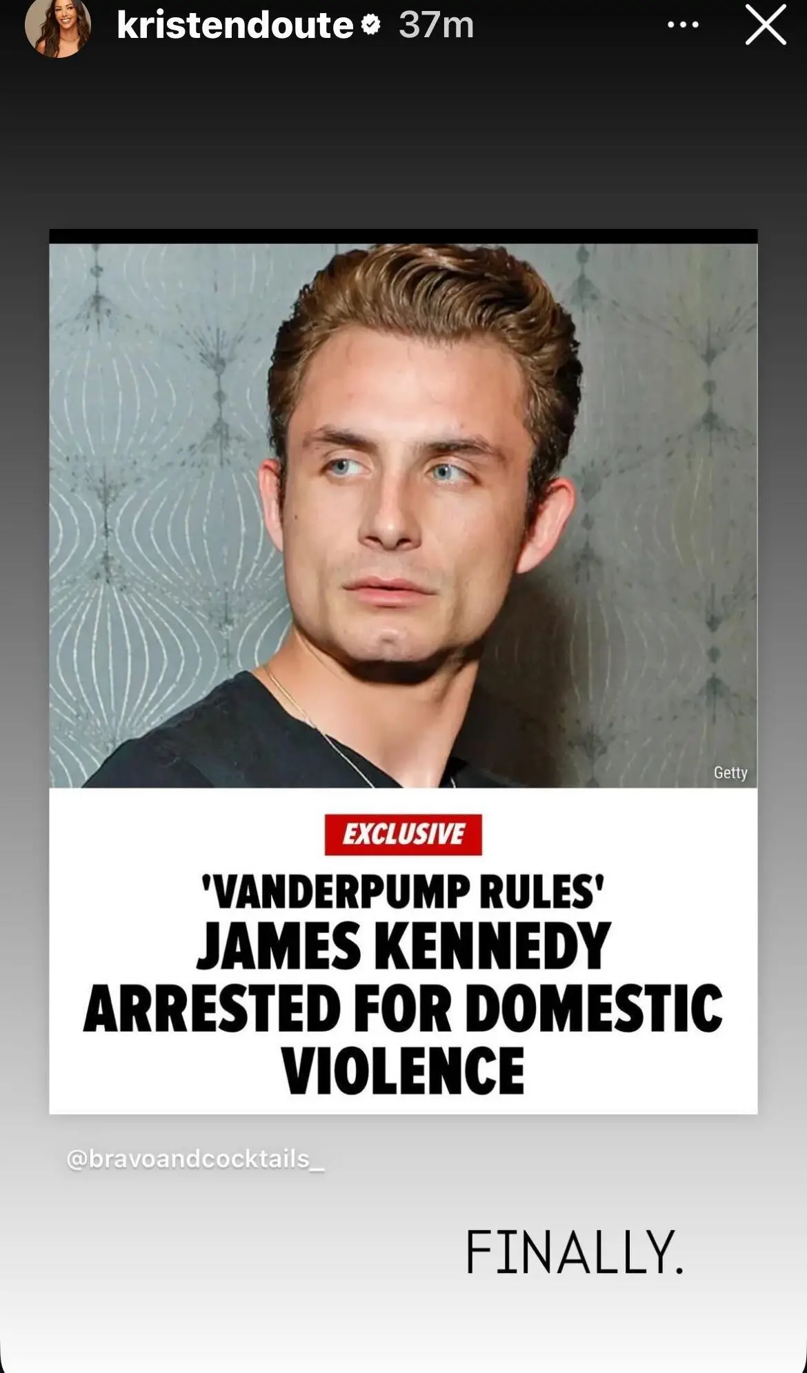 kristen doute instagram story about james kennedy domestic violence