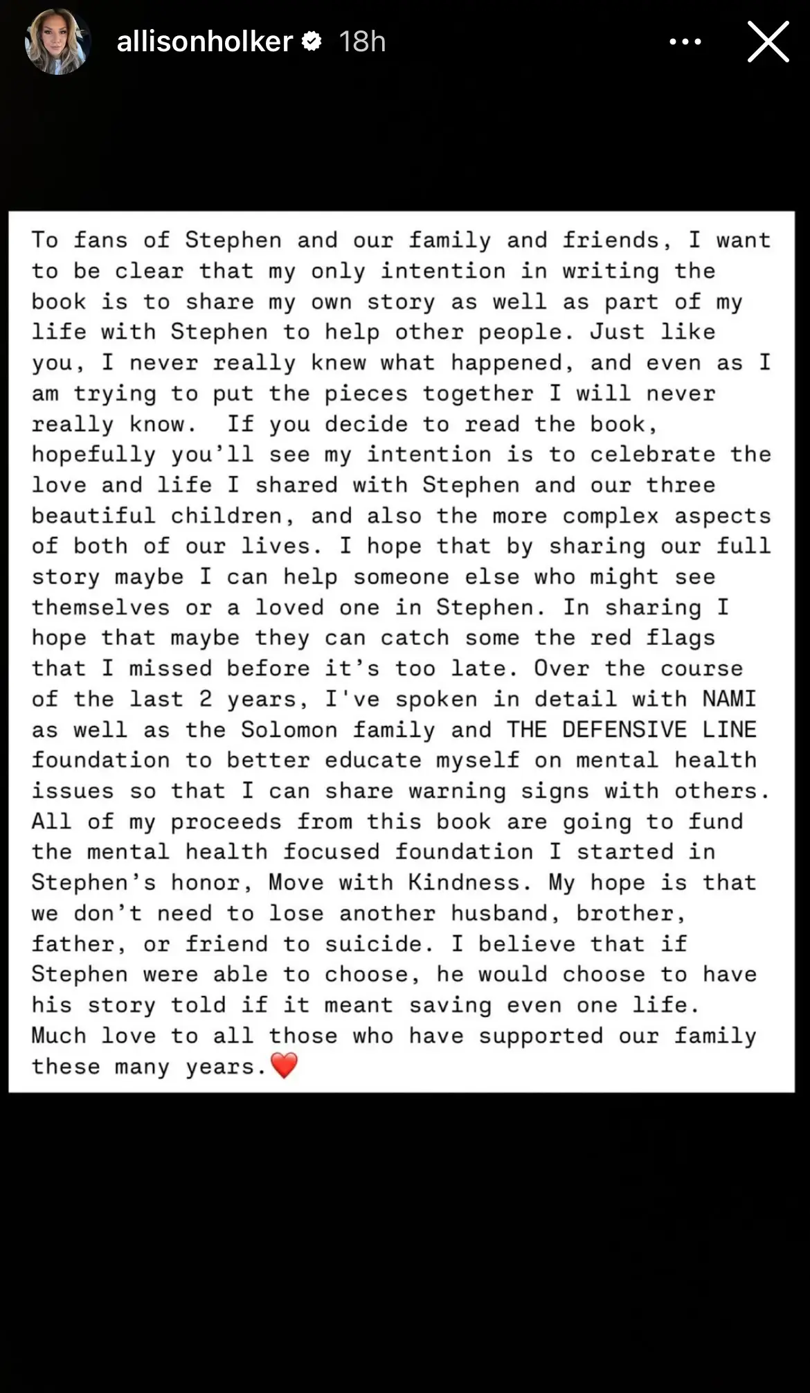 Allison Holker's Instagram Story