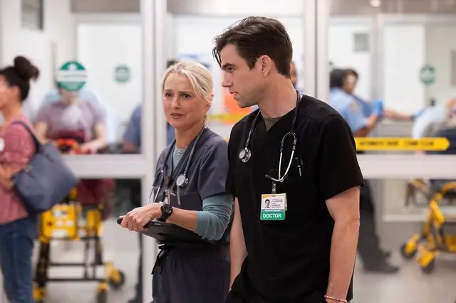 Katherine LaNasa and Patrick Ball on 'The Pitt'