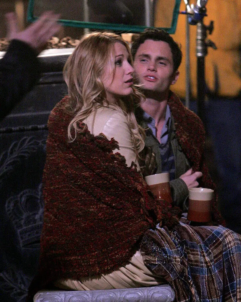 Blake Lively Penn Badgley Gossip Girl set 2008