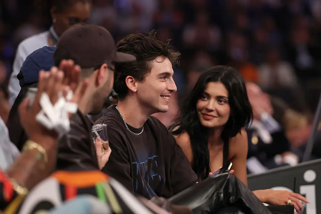 Timothee Chalamet and Kylie Jenner at the Knicks game