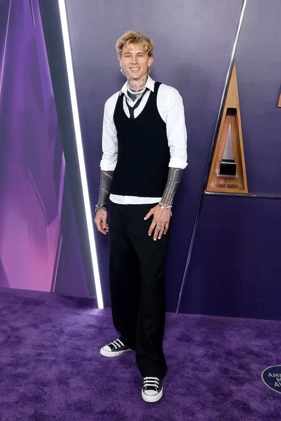 LAS VEGAS, NEVADA - MAY 26: (EDITORIAL USE ONLY) mgk attends the 2025 American Music Awards at Fontainebleau Las Vegas on May 26, 2025 in Las Vegas, Nevada. (Photo by Taylor Hill/Getty Images)