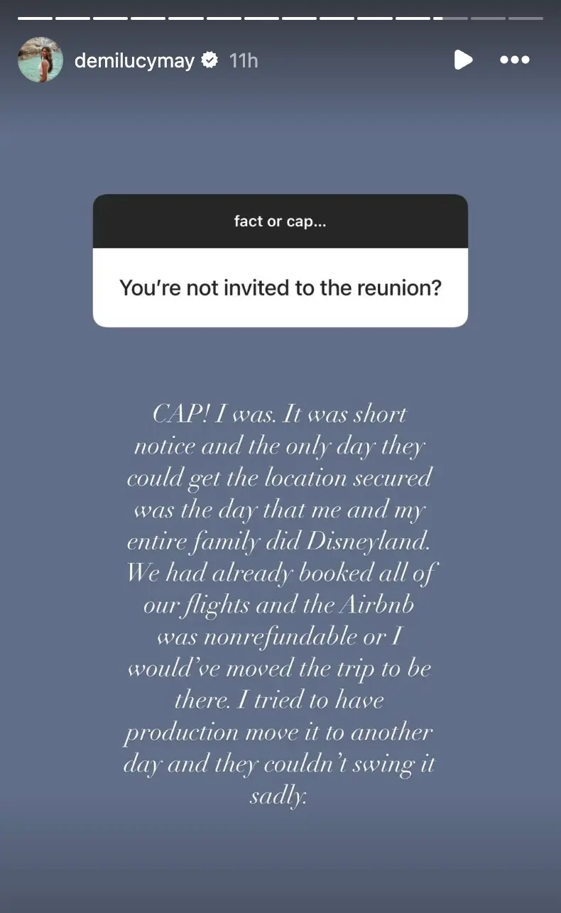 Demi won't be at the reunion