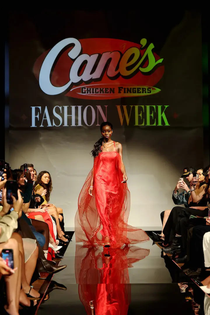 NEW YORK, NEW YORK - SEPTEMBER 10: Olandria Carthen walks the runway during Raising Cane's Fashion Show at The Standard High Line on September 10, 2025 in New York City. (Photo by Kevin Mazur/Getty Images for Raising Cane's)