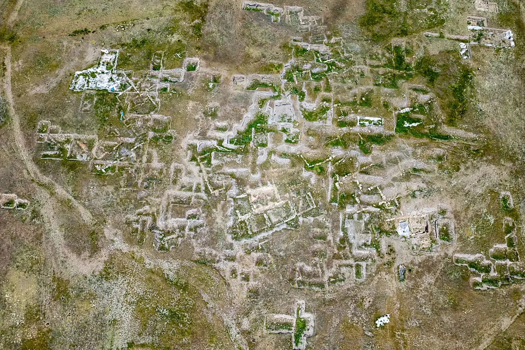 An aerial view of the dig site at Kulluoba (YASIN AKGUL / Contributor/Getty Images)