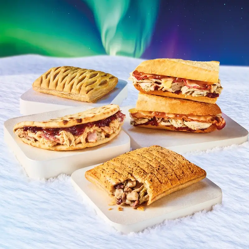 Other savoury items on the Christmas menu include a hot baguette and a Christmas flatbread (Greggs)