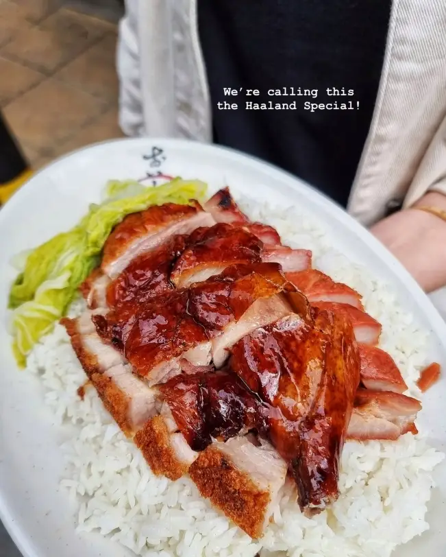 This triple-meat dish is Haaland's new iconic post-match feast (happyseasons_mcr/Instagram)