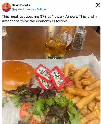 David Brooks' ostensibly-overpriced meal - @nytdavidbrooks via X