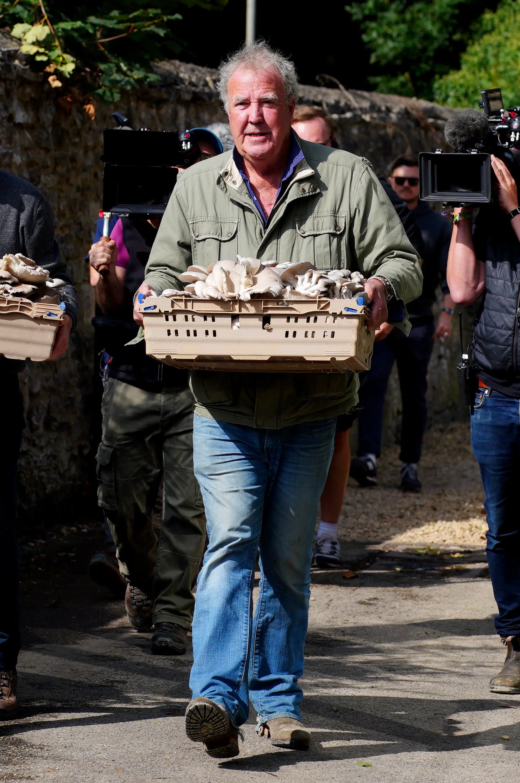 Jeremy Clarkson at the opening of his pub, The Farmer's Dog, in Asthall, near Burford in Oxfordshire.