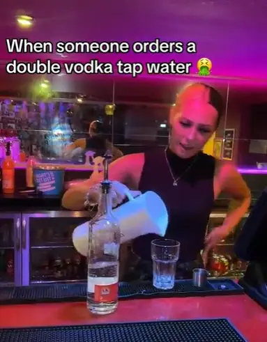 A bartender makes a double vodka and water - @pryzmportsmouth via TIkTok