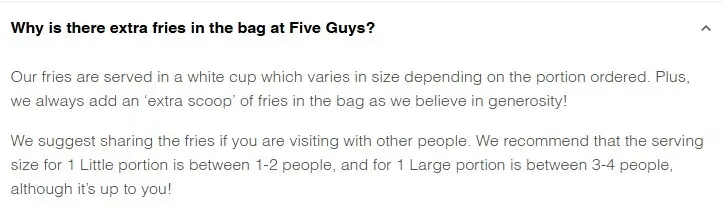 Five Guys explain why you get extra fries.