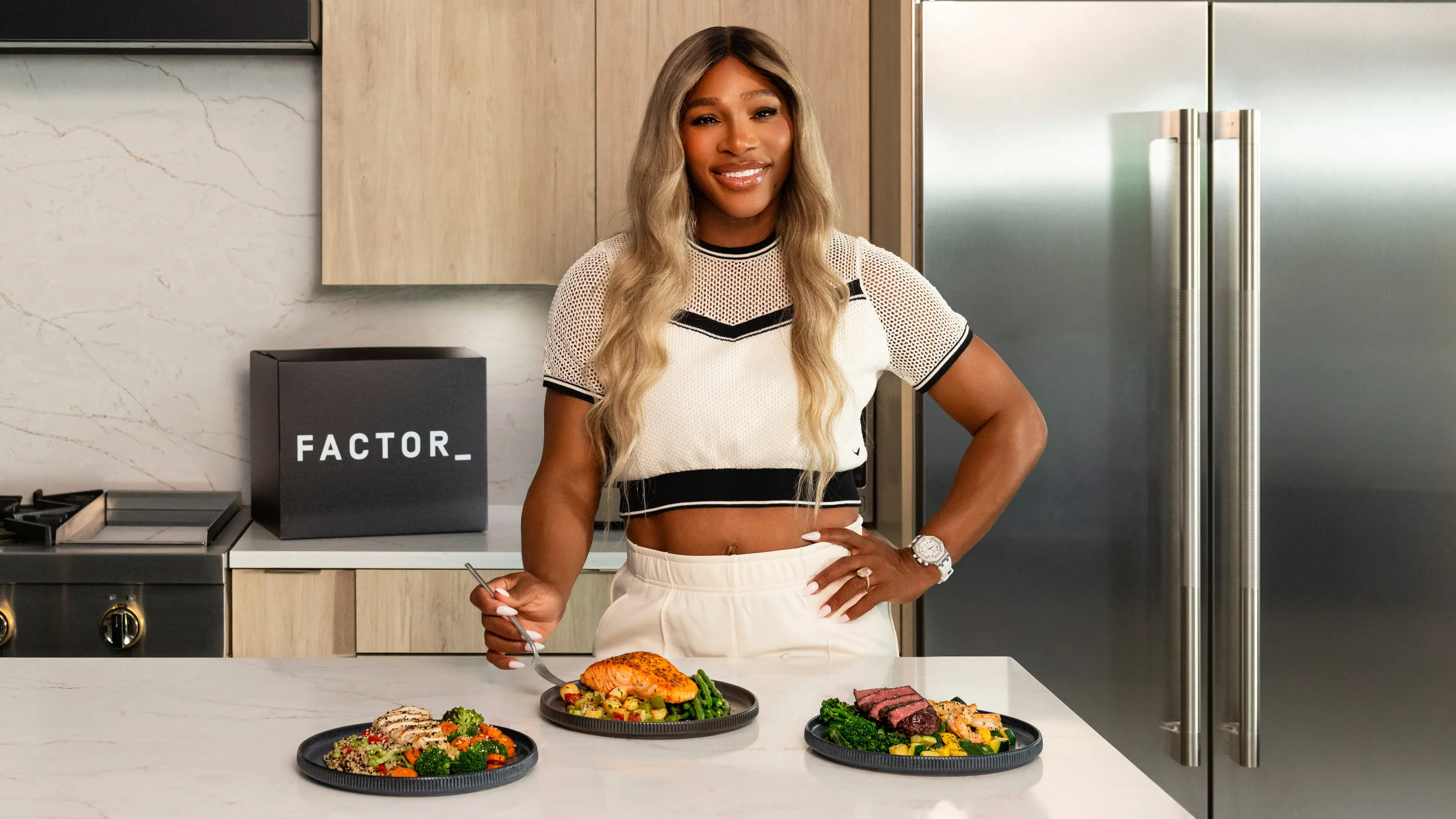 The USA tennis player has teamed up with meal prep company amid her return to the court (Factor)