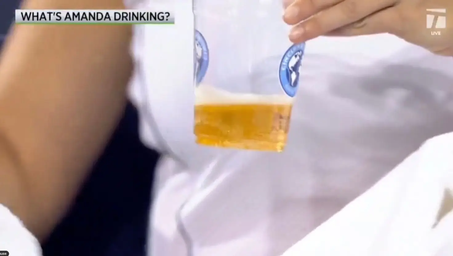 People questioned if the 'mystery beverage' was beer (The Tennis Channel)