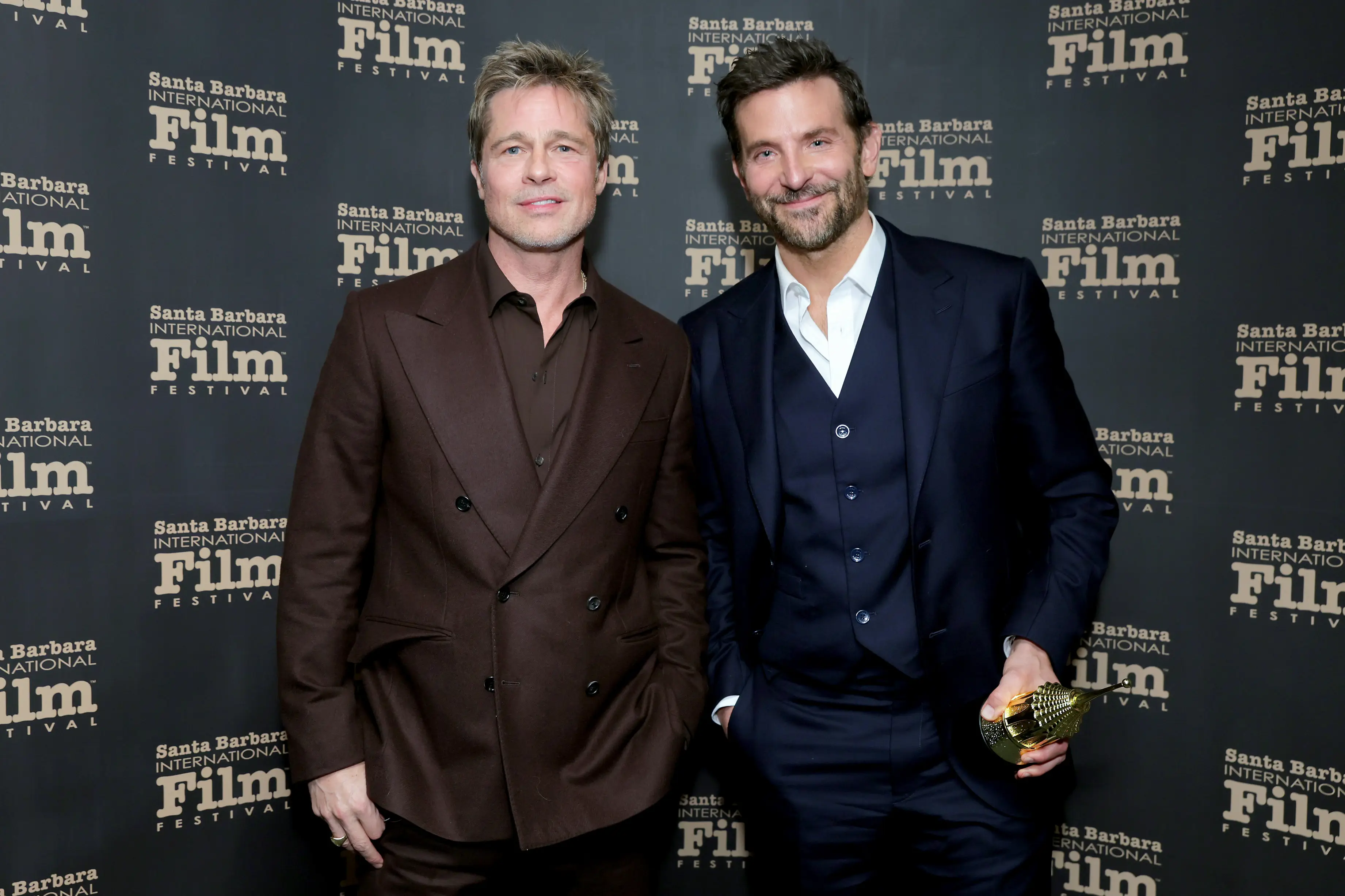 Brad Pitt (left) has previously credited Bradley Cooper (right) for helping him quit alcohol (Rebecca Sapp/Getty Images for SBIFF)