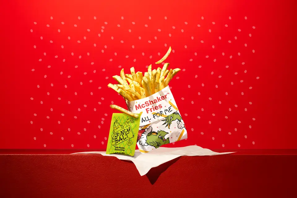 The Grinch Meal features McShaker Fries with 'Grinch Salt' (McDonald's)