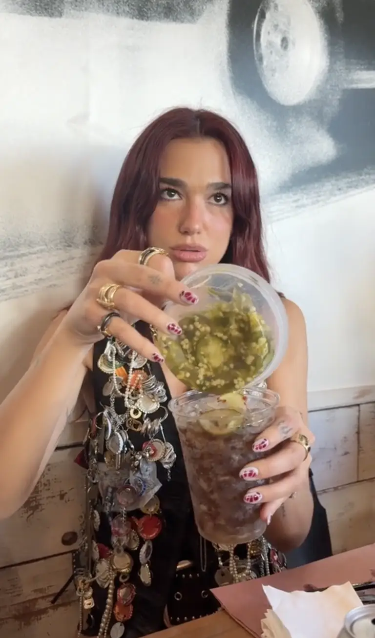 Dua Lipa's viral pickle coke recipe caught the attention of a beloved brand (TikTok/@dualipa)