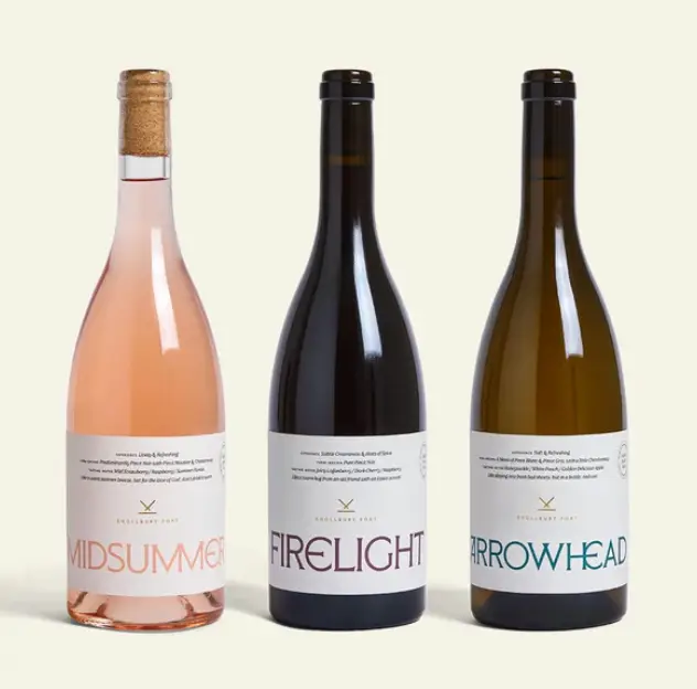 The wine bottles are available to buy in the pub, online, and at the Diddly Squat Farm Shop (The Farmer's Dog)