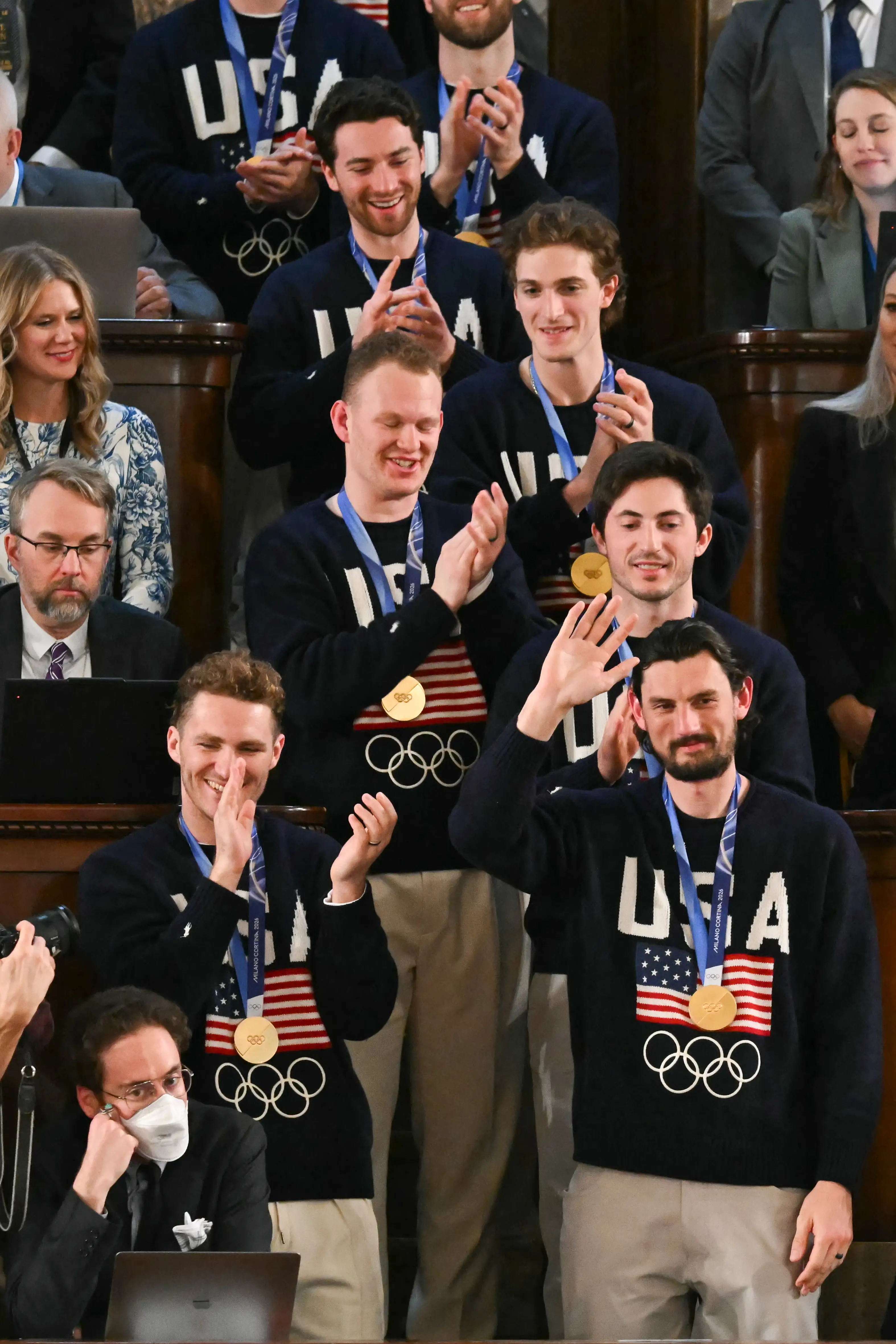 The men's ice hockey team were honoured at the White House this week (CABALLERO-REYNOLDS / AFP via Getty Images)