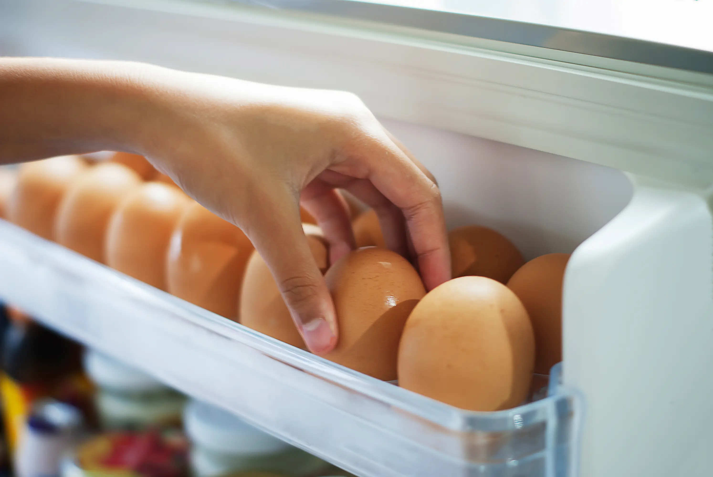 The fridge door is a bad choice for optimal egg storage (jarabee123/Getty Images)