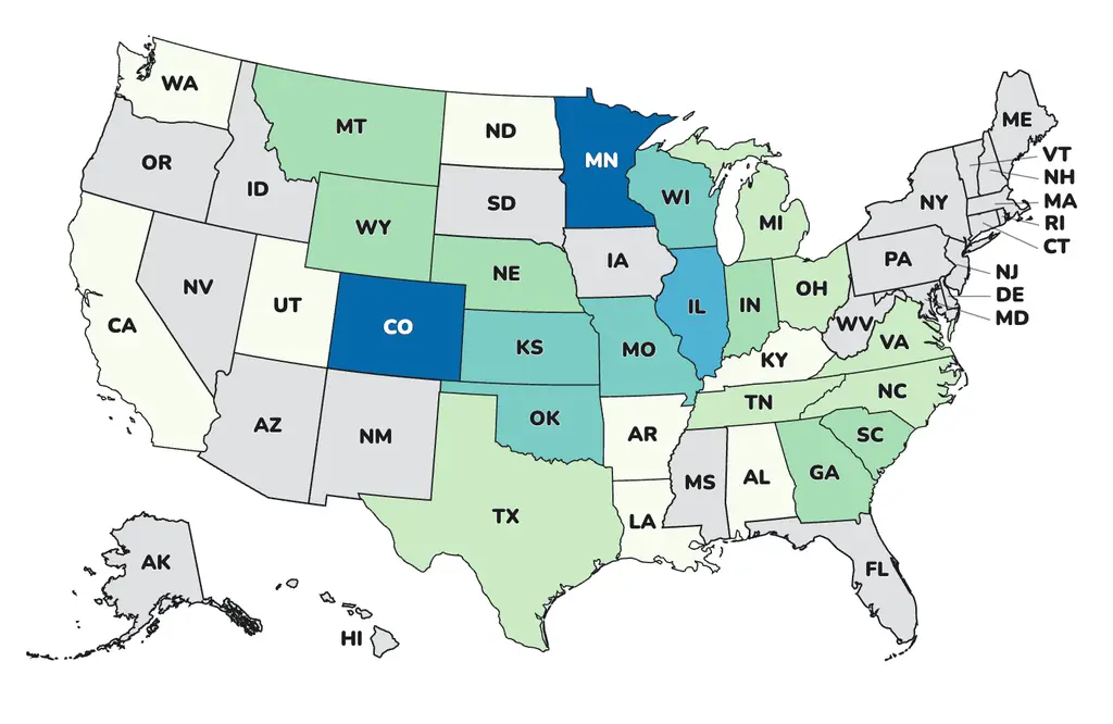 Map of states impacted by Salmonella outbreak (CDC)