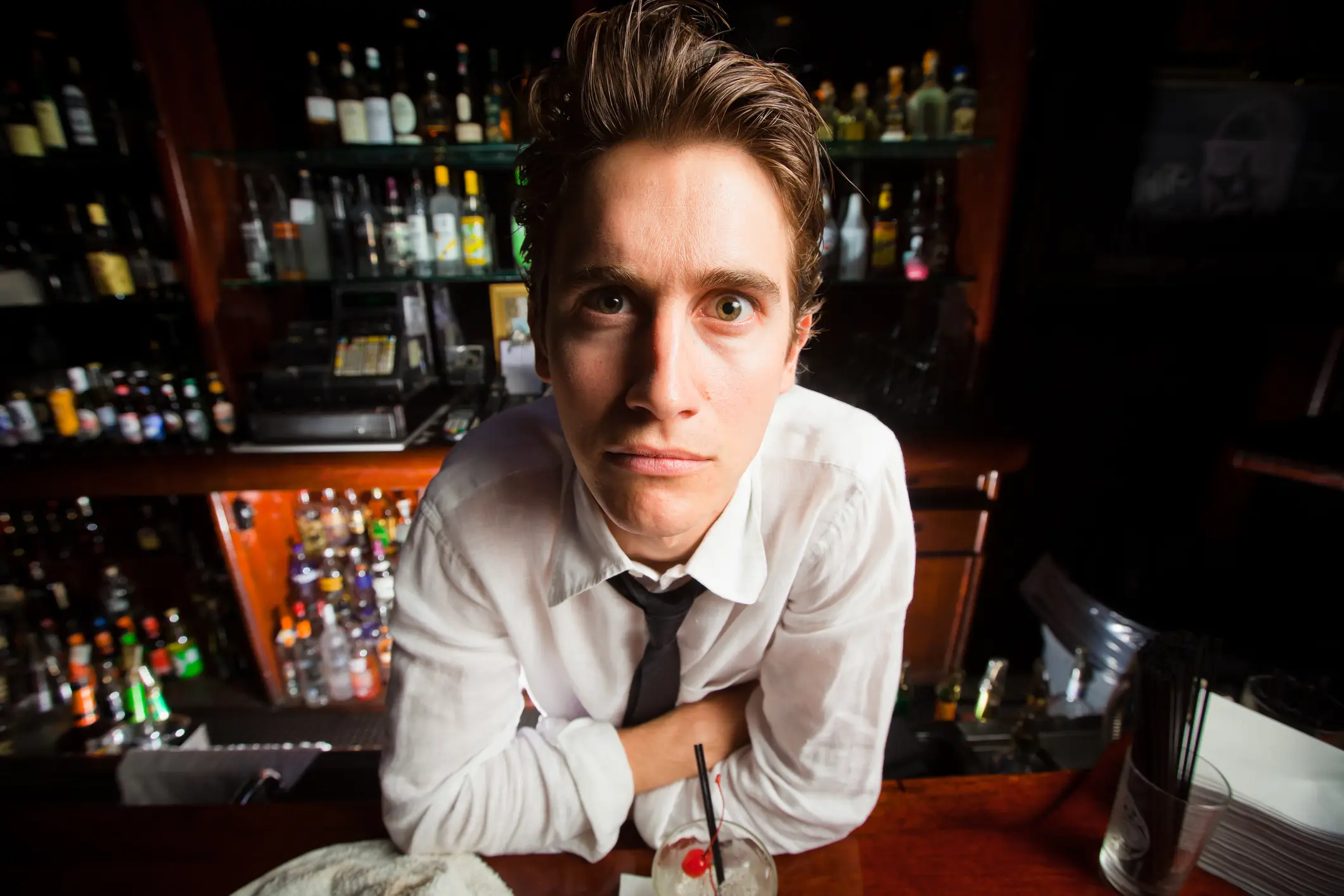 Unhappy bartender (halbergman via Getty Images)