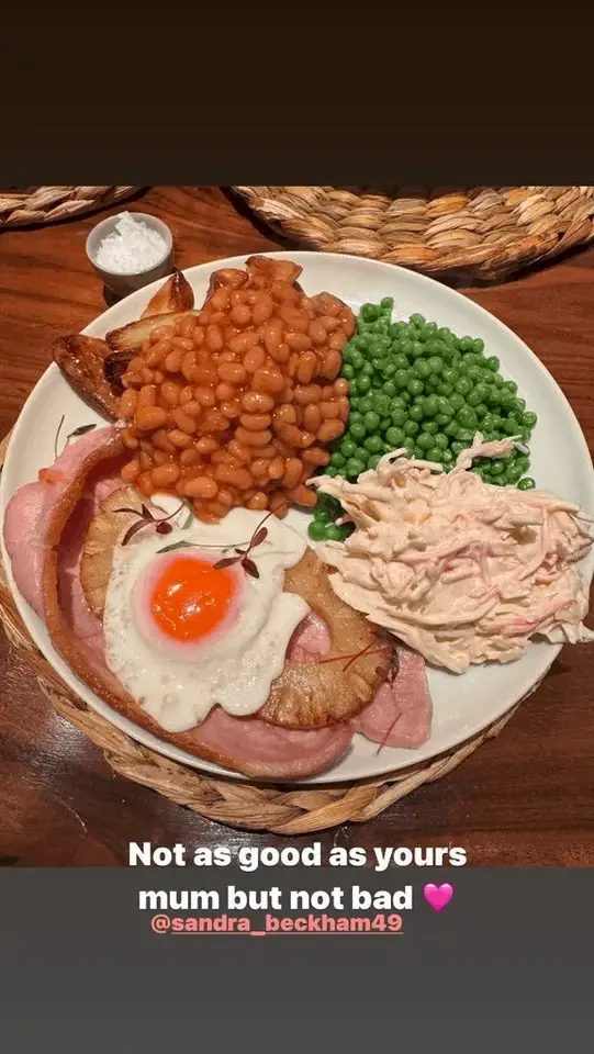 A plate of food shared by David Beckham (