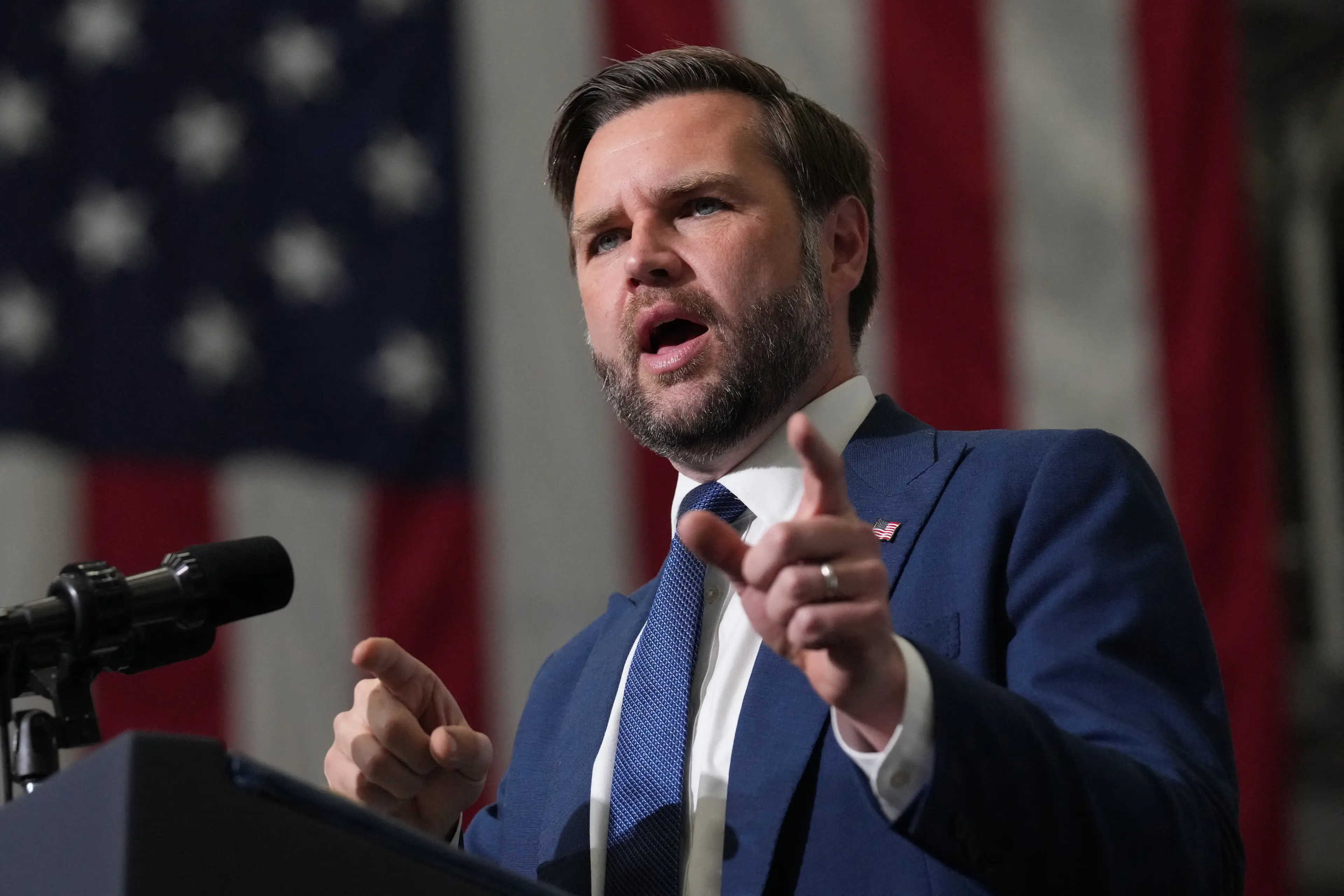 JD Vance turned 42 on 2 August (Mark Schiefelbein / POOL / AFP via Getty Images)