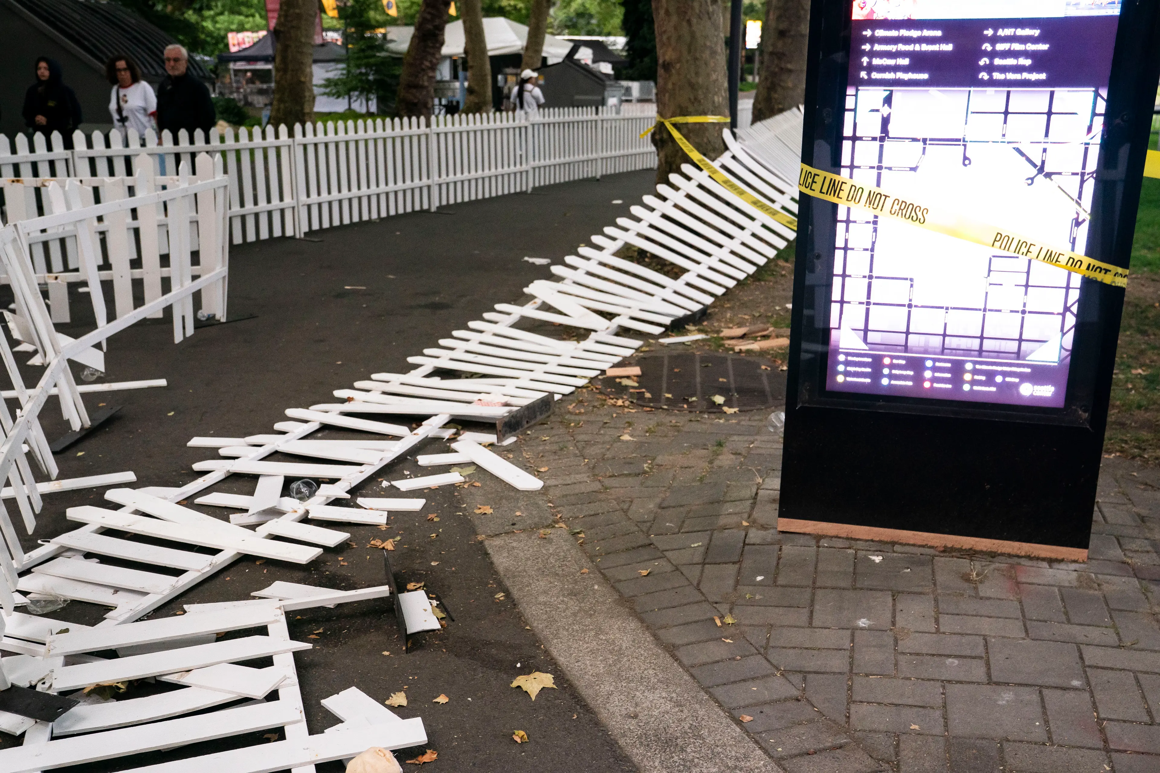 The Bite of Seattle fence breaking could be seen in the back of the vendor's video (David Ryder/Getty Images)