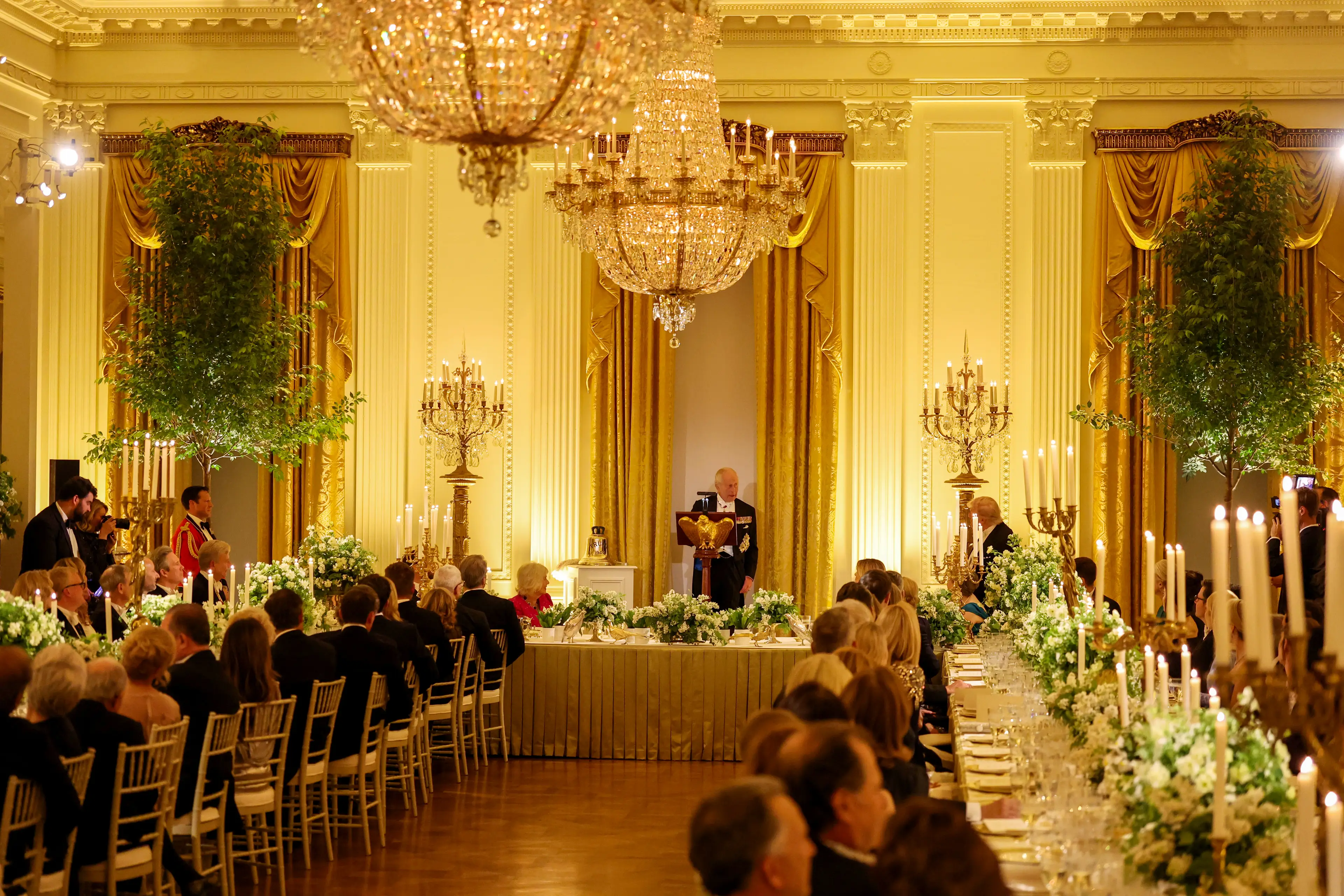 Four courses were served at the state dinner, including ravioli and a Dover sole meunière (Chris Jackson/Getty Images)