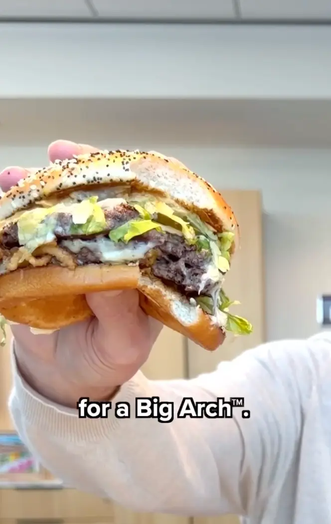 The McDonald's CEO's Big Arch taste test has gone viral for all the wrong reasons (Instagram/@chrisk_mcd)