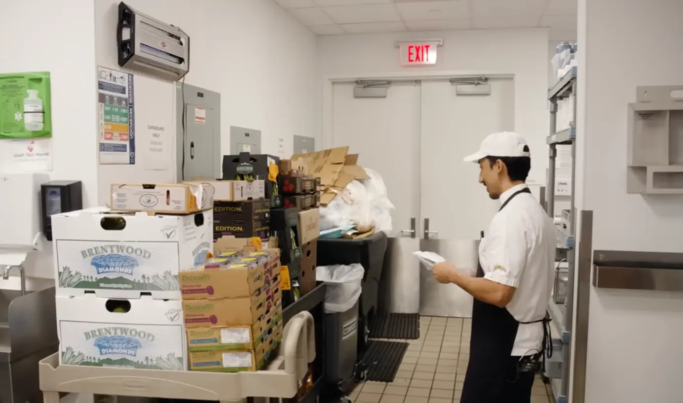 Fresh, organic produce is ordered in by chefs on the day of the menu (YouTube/@chargers)